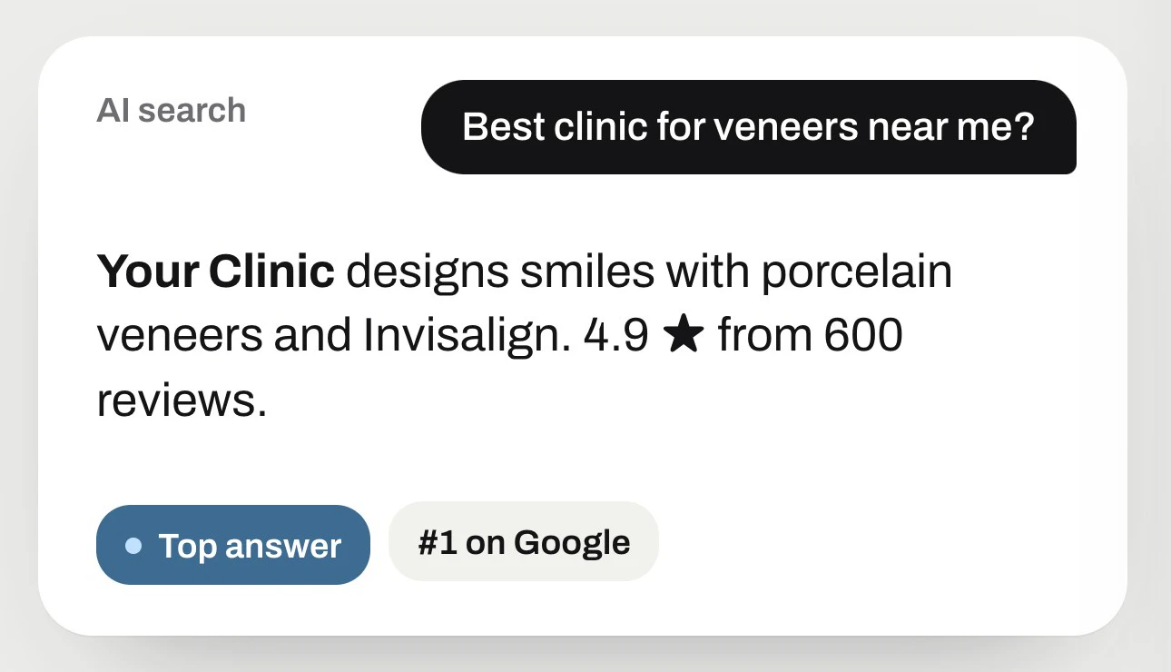 An AI search answer that names the clinic