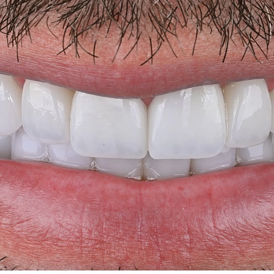 La misma sonrisa después de Photo Studio, sin tocar los dientes